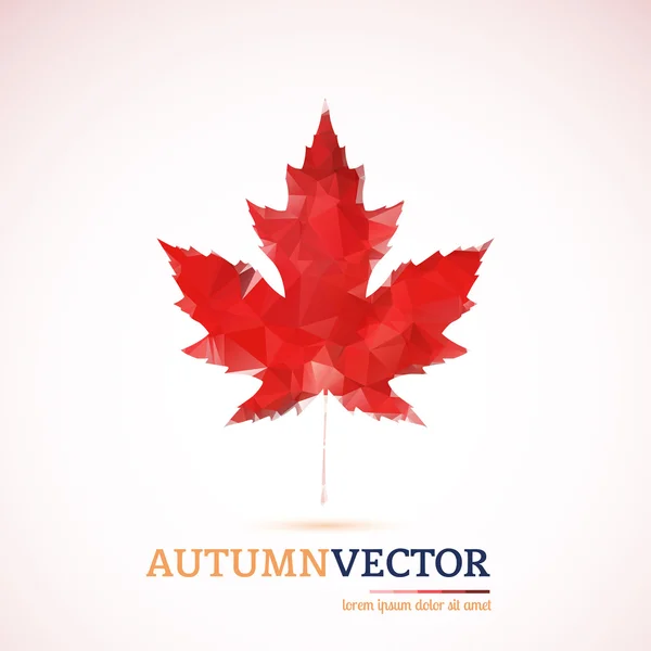 Polygonal autumn red maple leaf. — Stock Vector