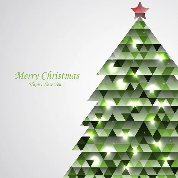 Árbol de Navidad verde triangular — Vector de stock