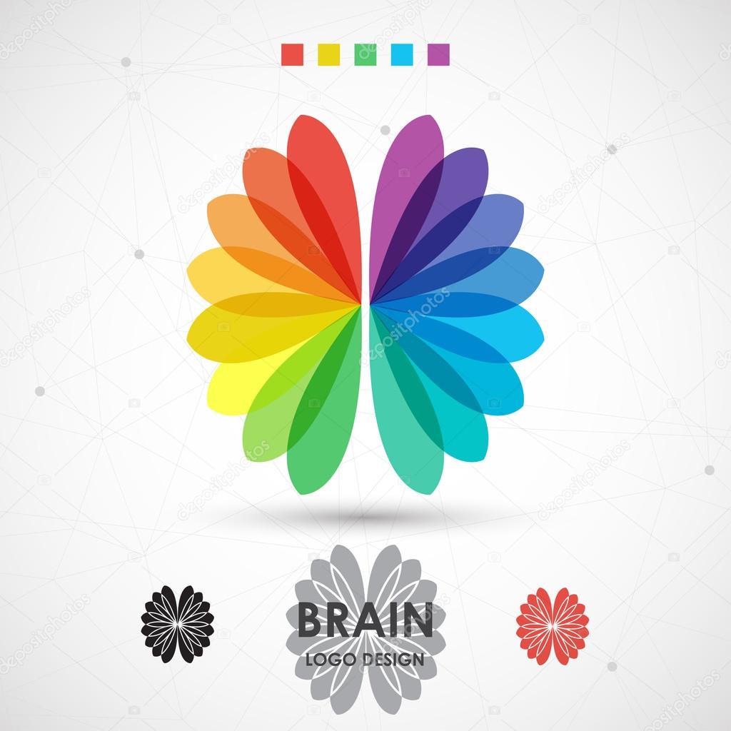 Brain color business logo, modern vector illustration