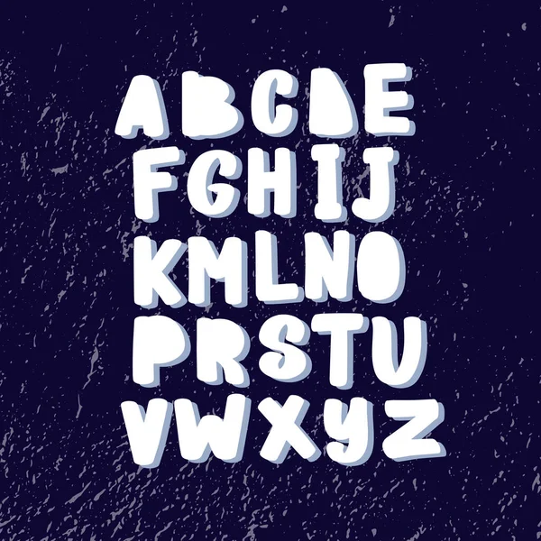 Grappig met de hand getekend kinderachtig alfabet in Scandinavische stijl. — Stockvector