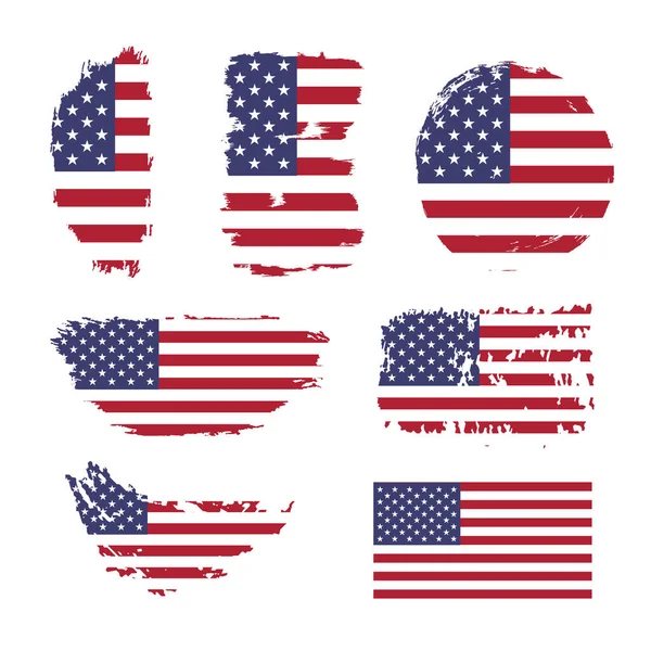 Drapeau Grunge USA. Ensemble drapeau américain vintage — Image vectorielle