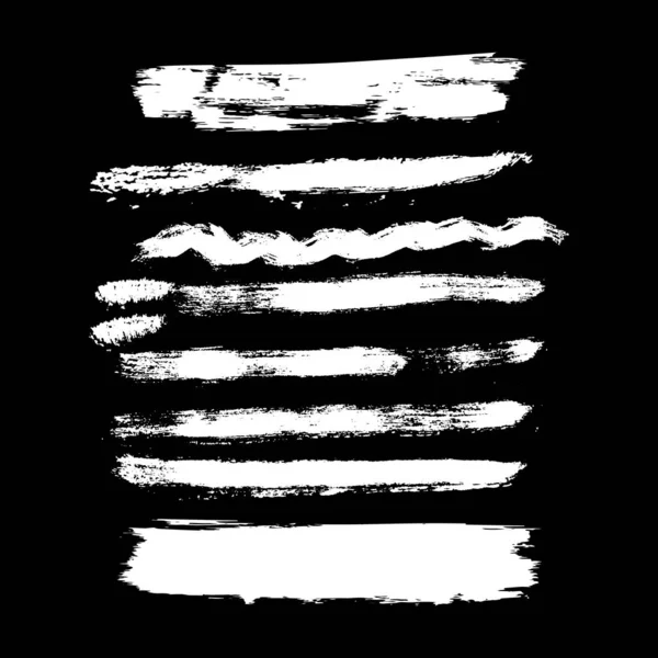 Pincelada blanca aislada sobre fondo negro. — Archivo Imágenes Vectoriales