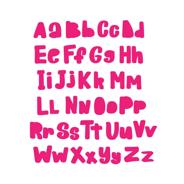 Handgetekende roos geborsteld alfabet, roze schets lettertype, letters. — Stockvector