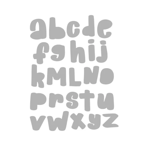 Vector cartoon grappig alfabet. Leuke grijze vector Engels — Stockvector