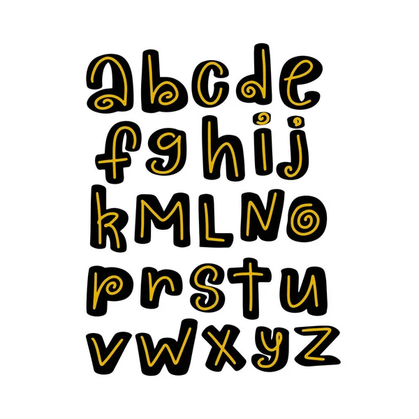 Funny childish made with ink alphabet. Vector font — Stock Vector