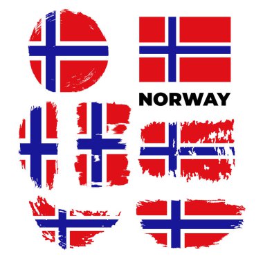 Norveç Bayrağı. Vektör hisse çizimi izole edildi 