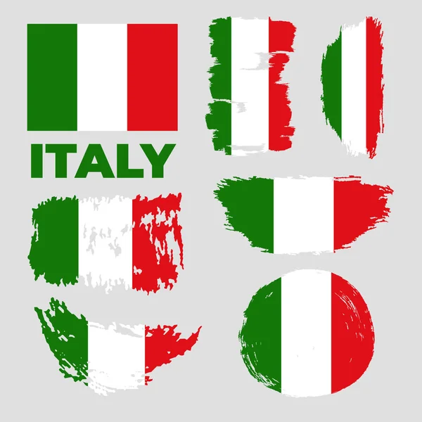 Vektor-Illustration italienischer Flaggen setzt Grunge — Stockvektor
