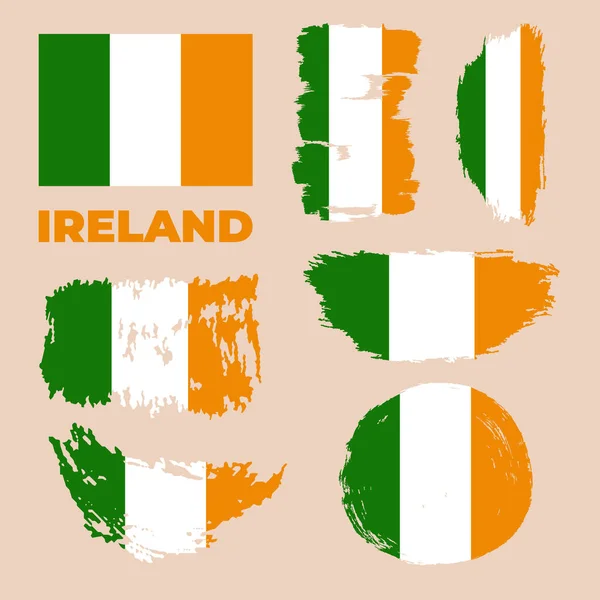 Bandera de Irlanda, vector de fondo de pincelada — Vector de stock