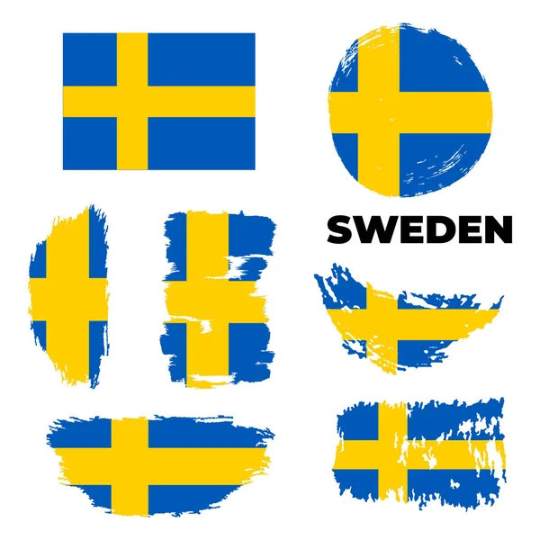 Grunge Sverige flag sæt. Illustration af vektorbestanden – Stock-vektor