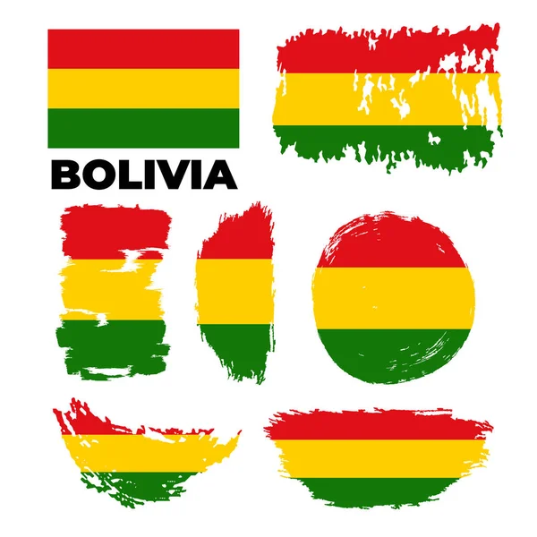 Bandeira boliviana com arranhões, bandeira vetorial da Bolívia. —  Vetores de Stock