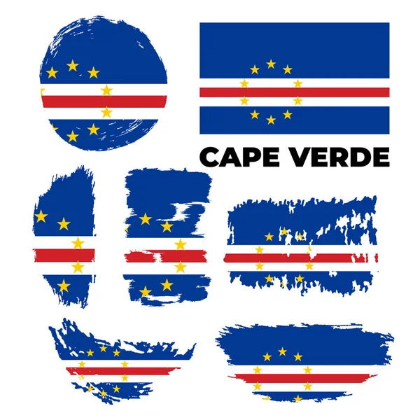 Pincel pintado grunge bandera de Cabo Verde país — Vector de stock