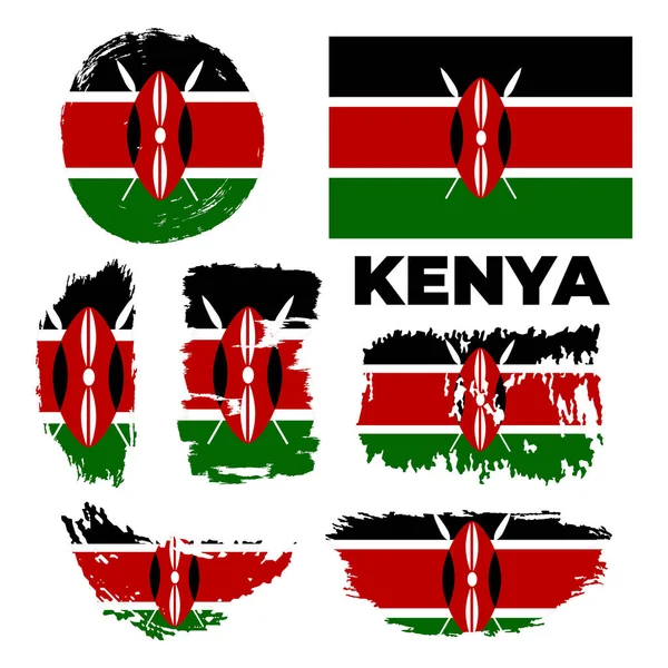 Drapeau Kenya. Les coups de pinceau sont tirés à la main. — Image vectorielle