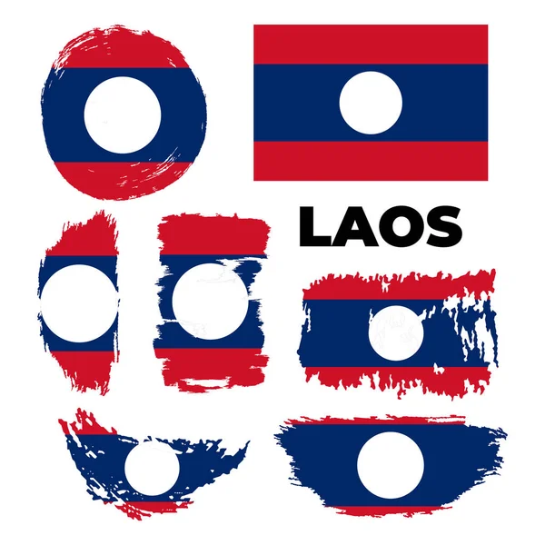 Σημαία του Λάος με πινέλο εγκεφαλικό αποτέλεσμα. Σχέδιο προτύπου σημαίας Λάος. — Διανυσματικό Αρχείο