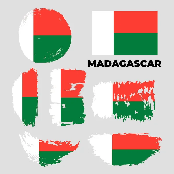 Bandeira oficial nacional de Madagascar. Símbolo patriótico africano —  Vetores de Stock
