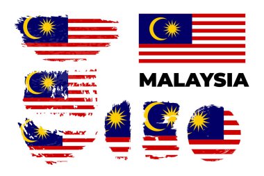 Fırça darbesi arka planına sahip Malezya bayrağı