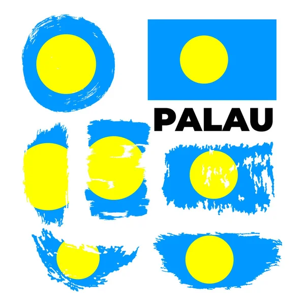 Ημέρα Συντάγματος του Παλάου. Αφηρημένη σημαία σε σχήμα μπογιάς — Διανυσματικό Αρχείο