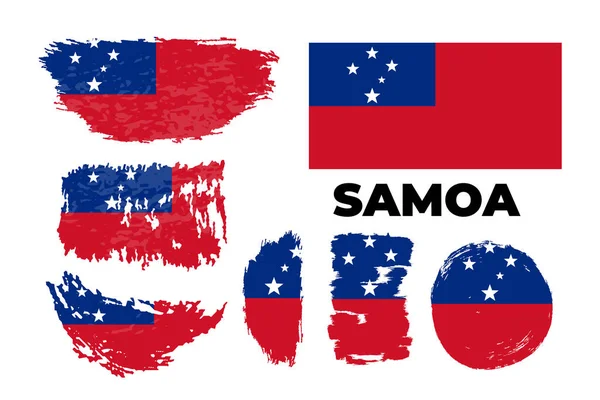 Σημαία της χώρας Σαμόα. Χαρούμενη Ημέρα Ανεξαρτησίας της Σαμόα — Διανυσματικό Αρχείο