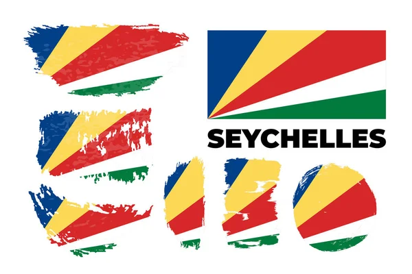 Pincel estilo grunge pintado país Seychelles. Vetor —  Vetores de Stock