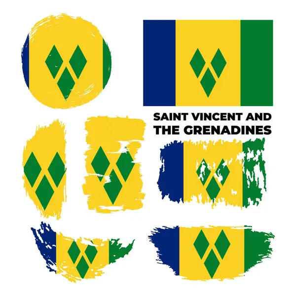 Αφηρημένη βούρτσα ζωγραφισμένη grunge σημαία του Αγίου Βικεντίου και των Γρεναδίνων — Διανυσματικό Αρχείο