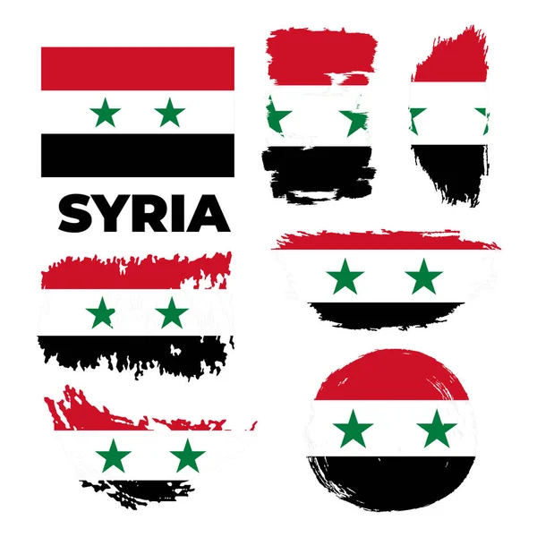 Pinsellackierte Grunge-Flagge des syrischen Landes. Unabhängigkeitstag Syriens. — Stockvektor