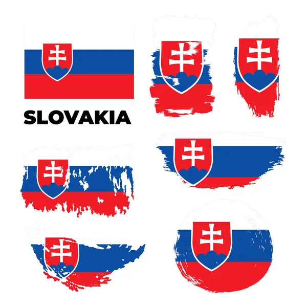 Set of 3 grunge textured flag of Slovakia. Vector flags. — Stock Vector