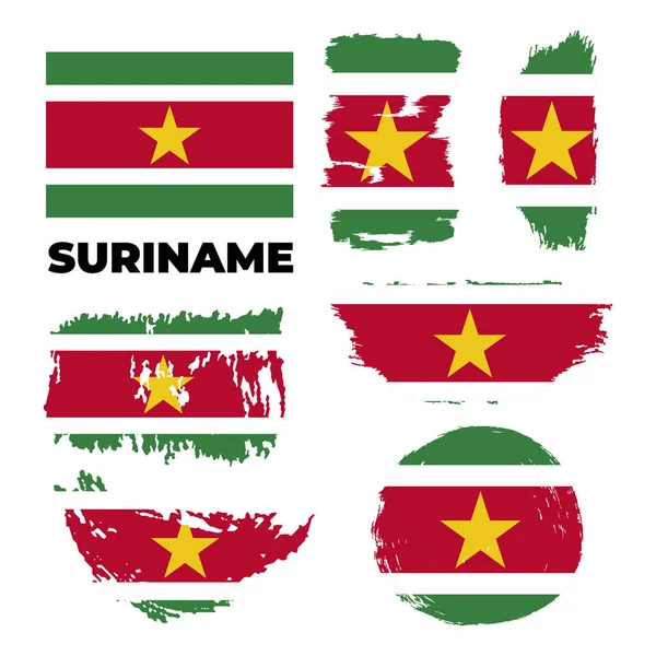 Pincel pintado grunge bandeira do Suriname país. Dia da independência do Suriname. — Vetor de Stock