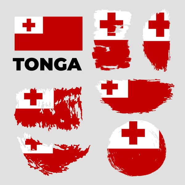 Dia de independência do país de Tonga. Bandeira abstrata em forma de pincel —  Vetores de Stock