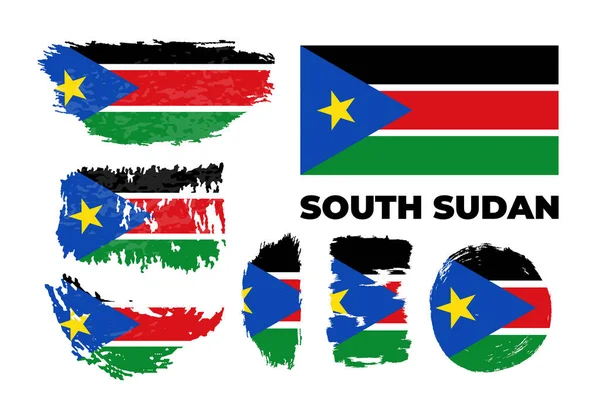 Abstraktní šťastný den nezávislosti Jižního Súdánu s národní kartáčovou vlajkou — Stockový vektor