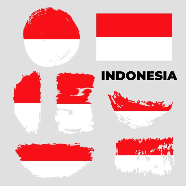 Kreativer Vektor Grunge Stock Illustration Indonesien Flagge — Stockvektor