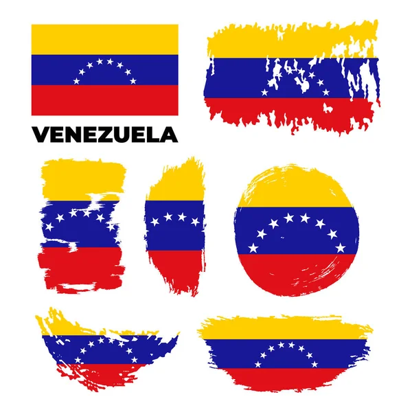Venezuela - Grunge flagga uppsättning vektor platt ikon — Stock vektor