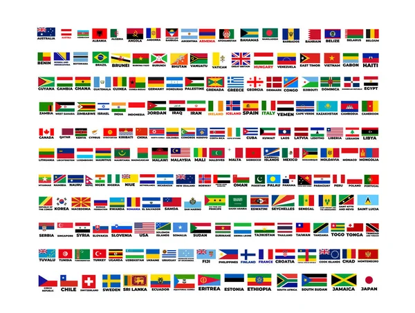 Σημαίες του κόσμου. απεικόνιση διανύσματος παγκόσμιας σημαίας. σχέδιο ορθογωνίου. — Διανυσματικό Αρχείο