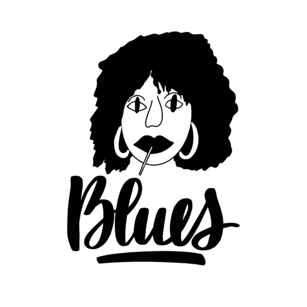 Blues - Manifesto tipografico disegnato a mano. Concettuale scritto a mano Illustrazione Stock