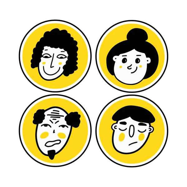 Facce disegnate a mano. Set di avatar di persone per social media Grafiche Vettoriali