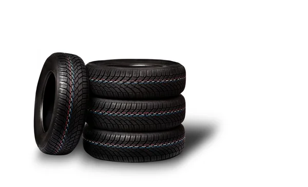 Neumáticos. Estructura del perfil de la rueda de invierno sobre fondo blanco — Foto de Stock
