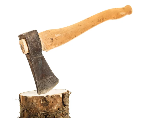 Axe and firewood, isolated on white background — Stock Photo, Image