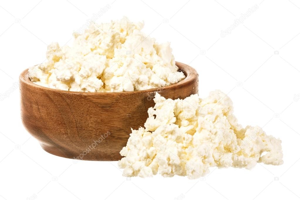 fresh curd cheese in the bowl