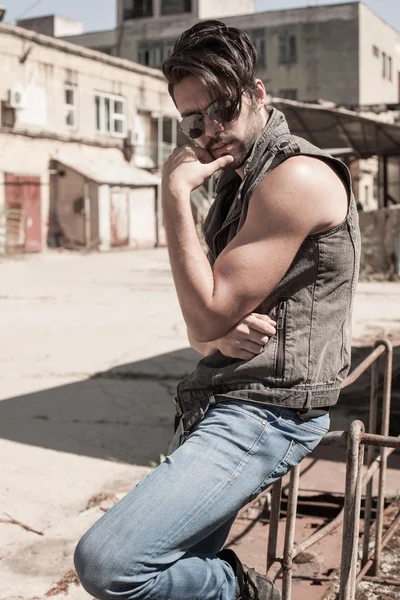 Handsome man model dressed punk — Stock Photo, Image