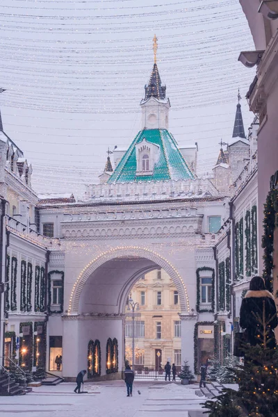 New year\'s fair on red square in Moscow. Festive decor. Christmas decoration