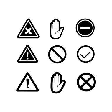 Siyah Simge Simgeleri Uyarı Yasağı Güvenliği Memuru Beyazların Arkaplanındaki Uyum İmzasını İnceledi