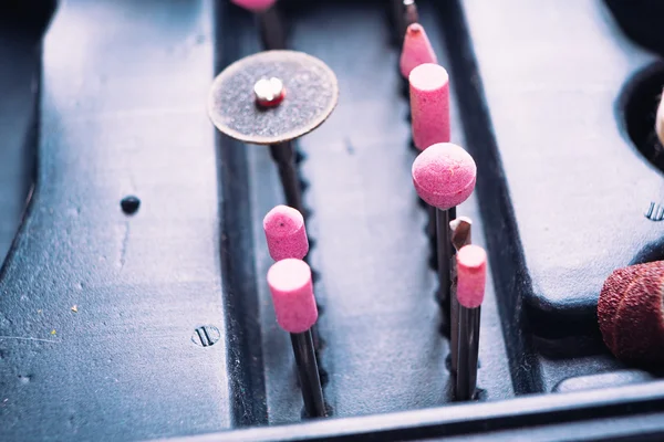 Lot of tips on a drill closeup — Stock Photo, Image