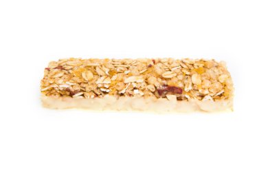 kurutulmuş meyve izole arka plan üzerinde ile müsli barlar