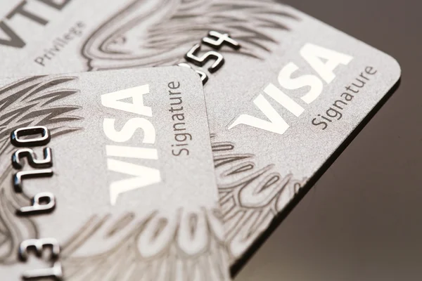 Самара, Росія-Липень 25.2016: Visa підпис кредитної картки Крупний план — стокове фото