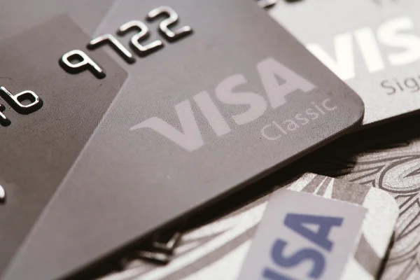 Samara, Rusia-julio 25.2016: Visa classic credit card close-up —  Fotos de Stock