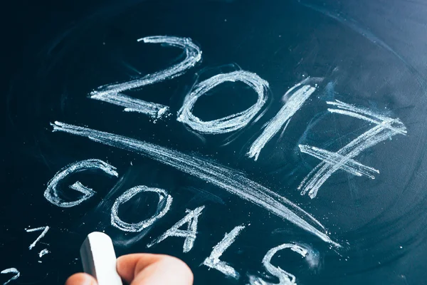 Plan a list of goals for 2017 hand written on blackboard — Stock Photo, Image