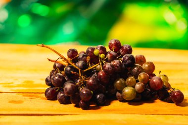 Meyveler olgun kırmızı üzüm şube yakın çekim üzerinde arka plan bulanık