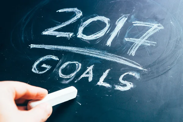 Plan a list of goals for 2017 hand written on  blackboard — Stock Photo, Image