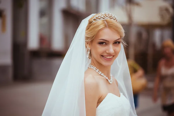 Svatební den. krásná mladá nevěsta — Stock fotografie