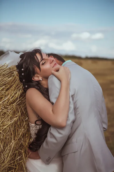 Bela noiva e noivo retrato na natureza — Fotografia de Stock