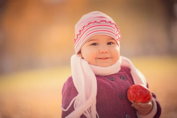 愛らしい幼児の女の子の美しい屋外秋のポートレート — ストック写真