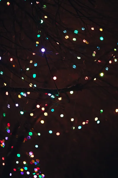 Bokeh of big christmas light tree — Stock Photo, Image